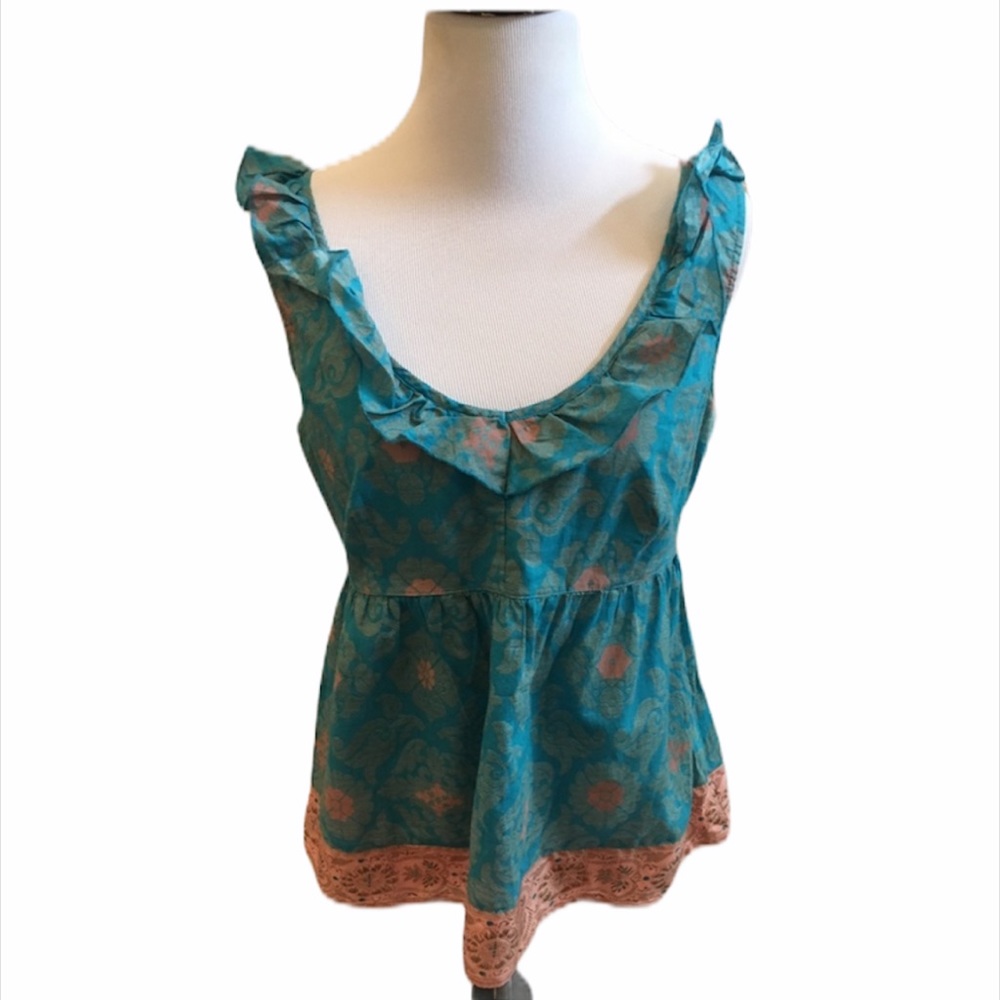 Edme & Esyllte Ruffle Lace Turquoise Top Size 2 - Picture 4 of 13